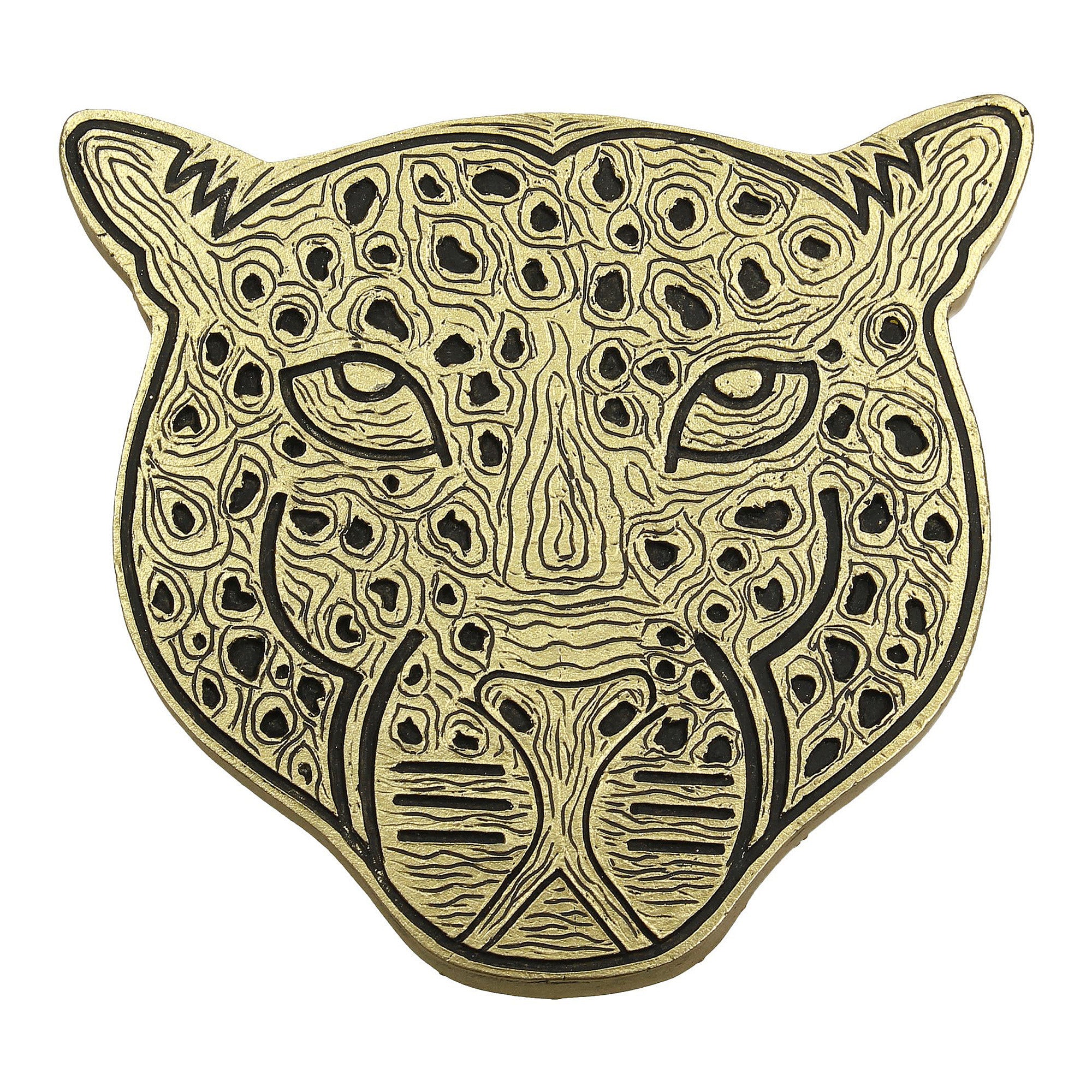 Brass Effect Leopard Coasters | Set of 4