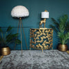 Brass Floor Lamp with White Feather Shade