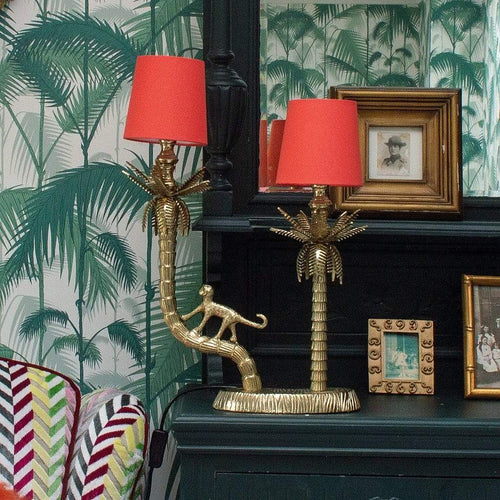 Brass Monkey Table Lamp | Orange Shades