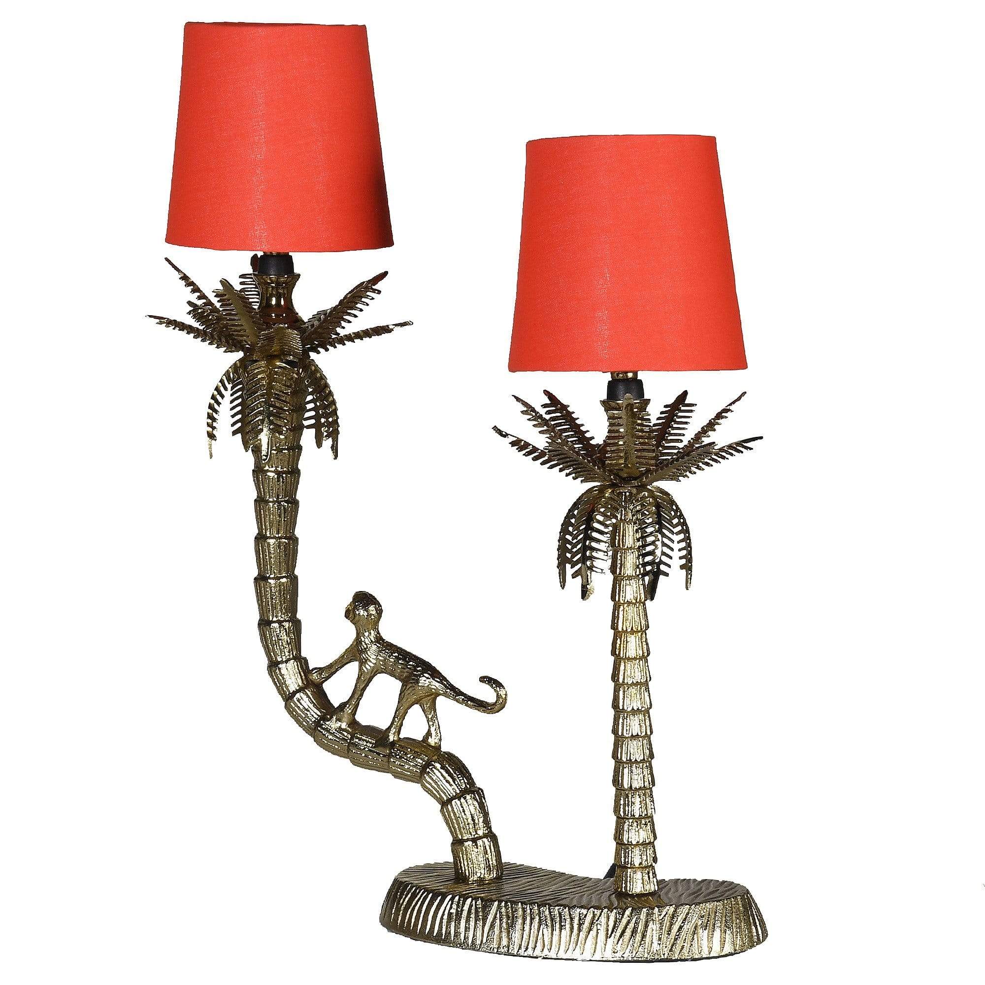 Brass Monkey Table Lamp | Orange Shades