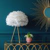 Brass Table Lamp with White Feather Shade