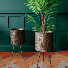 Load image into Gallery viewer, Bronze Embossed Planter on Stand