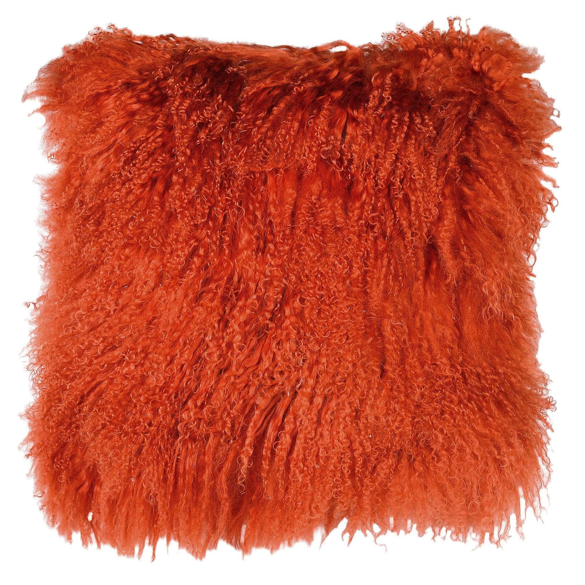 Burnt Orange Tibetan Lambskin Cushion Cover