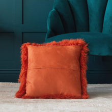 Load image into Gallery viewer, Burnt Orange Tibetan Lambskin Cushion Cover