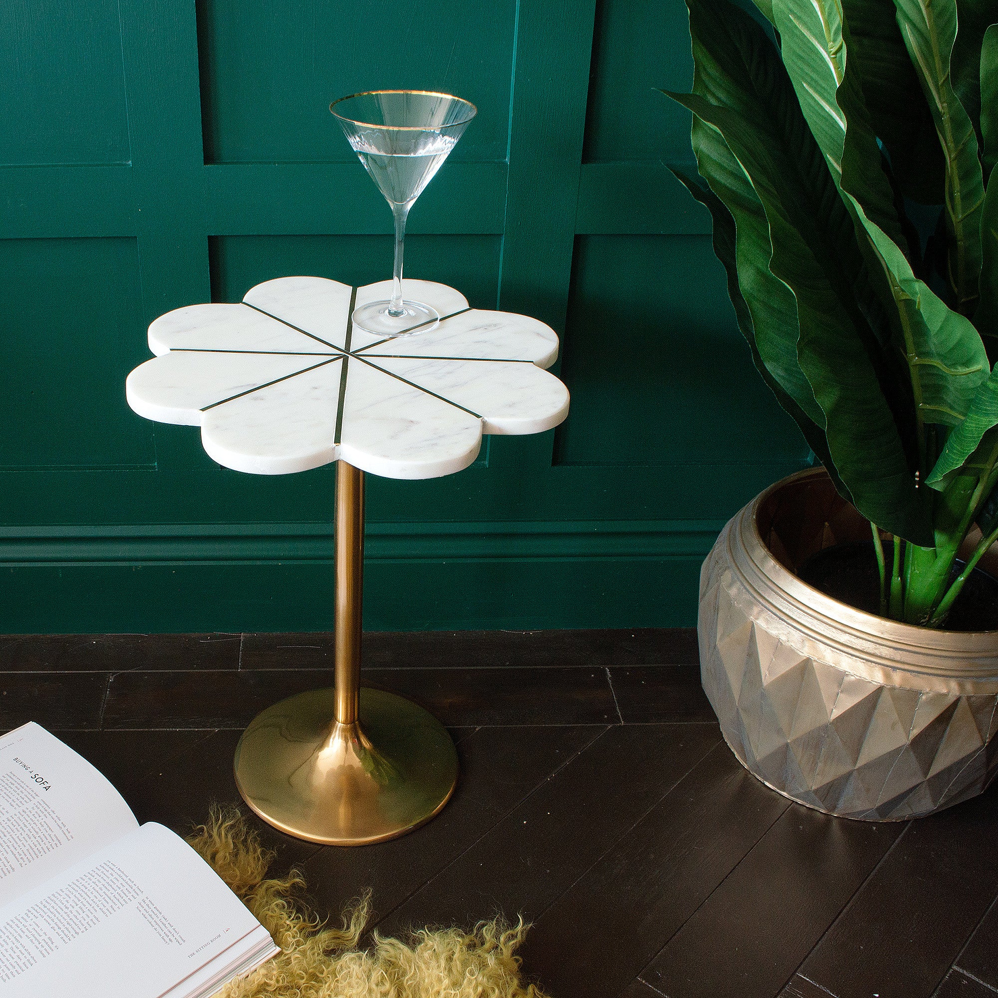 Cassia Marble Flower Side Table