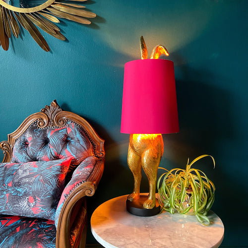 Cheeky Hiding Hare Table Lamp | Hot Pink Shade