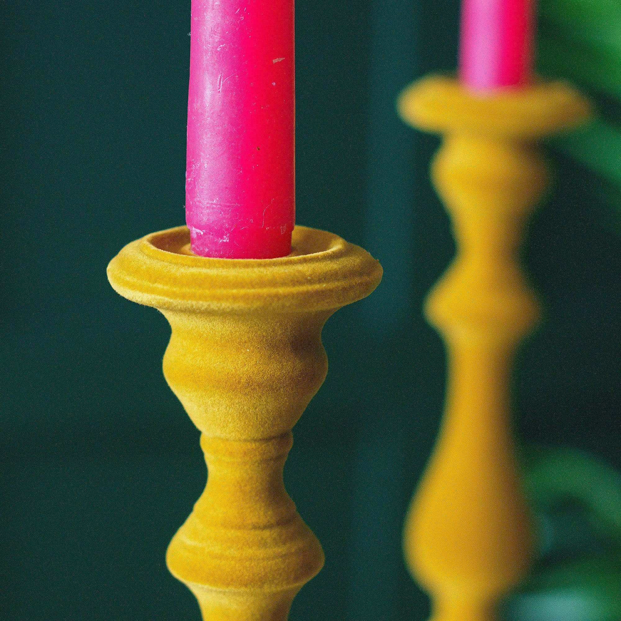 Colour Pop Yellow Flocked Candle Stick