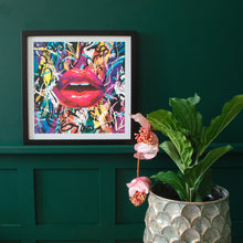 Load image into Gallery viewer, Colourful Graffiti Lips Wall Art | Black Frame