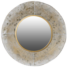 Load image into Gallery viewer, Dappled White &amp; Gold Large Round Wall Mirror 