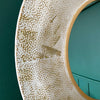 Dappled White & Gold Large Round Wall Mirror 