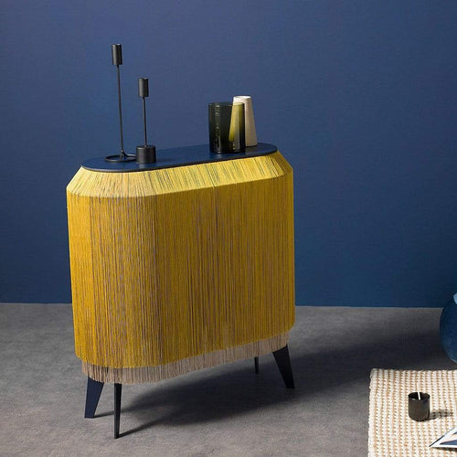 Dita Fringed Small Cabinet in Mustard Gold