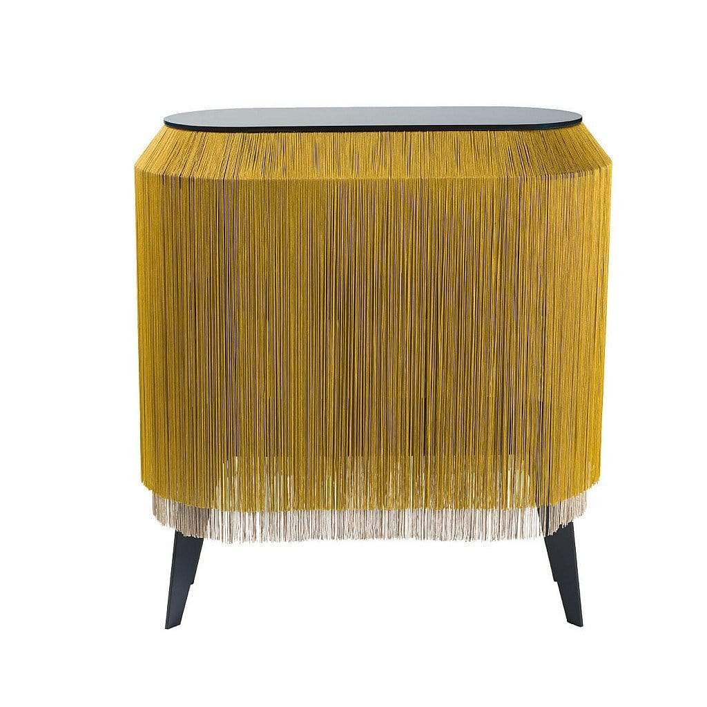 Dita Fringed Small Cabinet in Mustard Gold