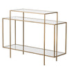 Elegant Gold Console Table with Tiered Shelves