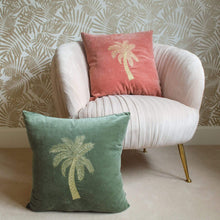 Load image into Gallery viewer, Embroidered Velvet Palm Tree Cushion