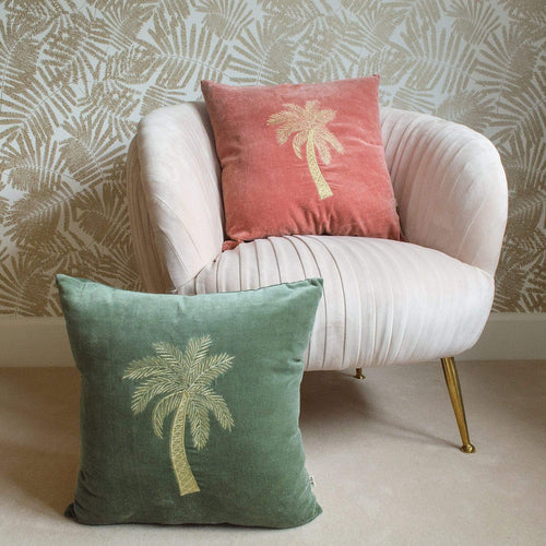 Embroidered Velvet Palm Tree Cushion