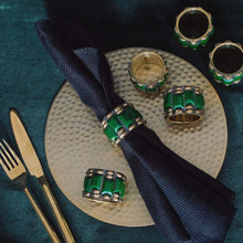 Load image into Gallery viewer, Emerald and Gold Napkin Rings | Set of 6