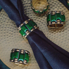 Load image into Gallery viewer, Emerald and Gold Napkin Rings | Set of 6