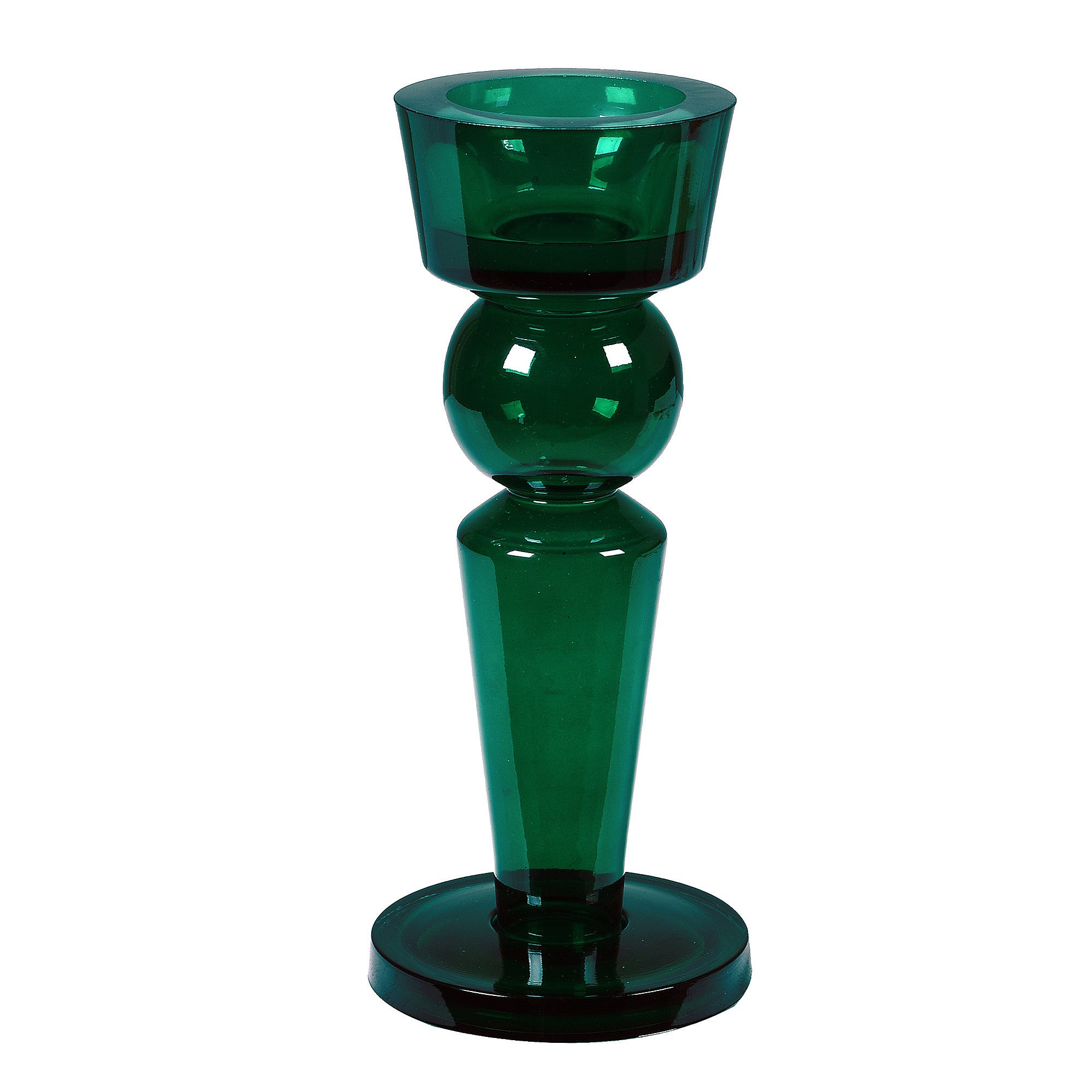 Emerald Green Glass Candle Holder