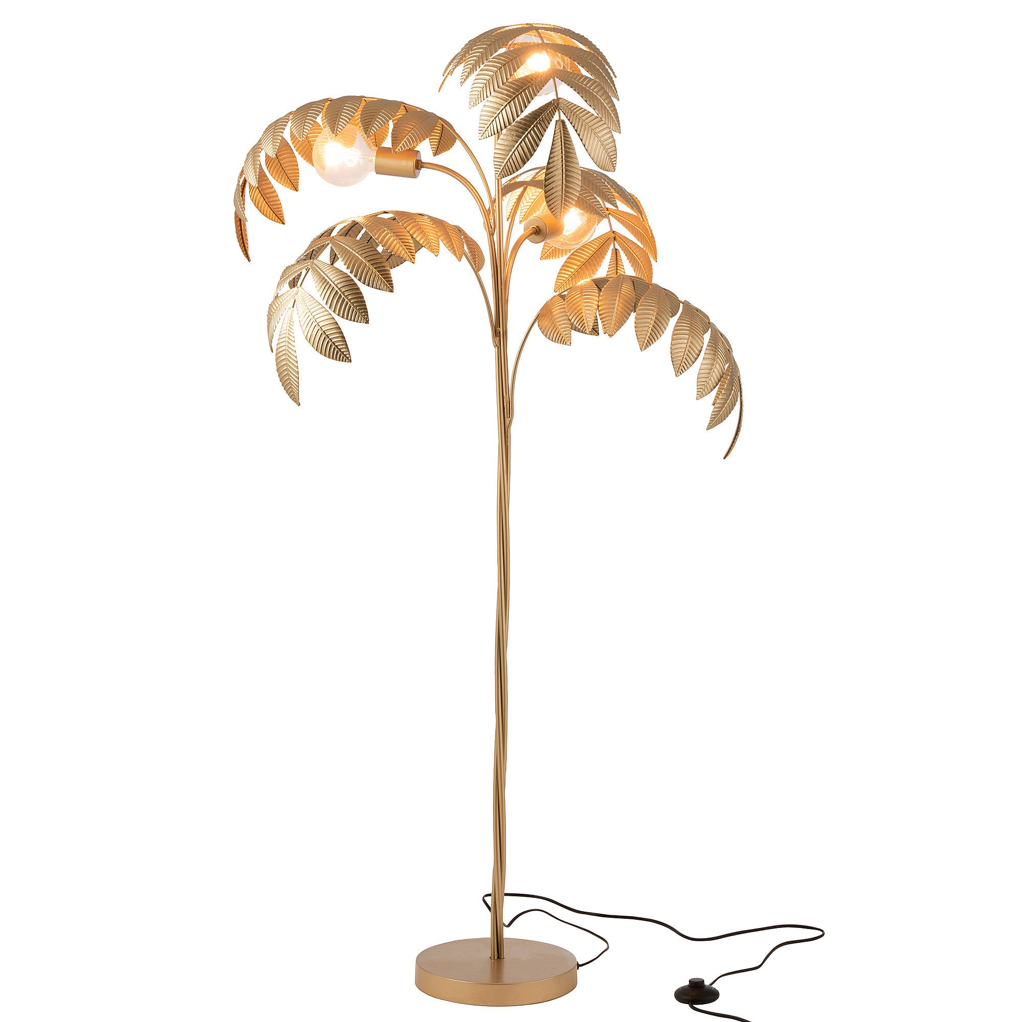 Exotic Golden Palm Leaf Floor Lamp