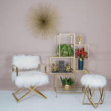 Load image into Gallery viewer, Faux Fur Gold Stool