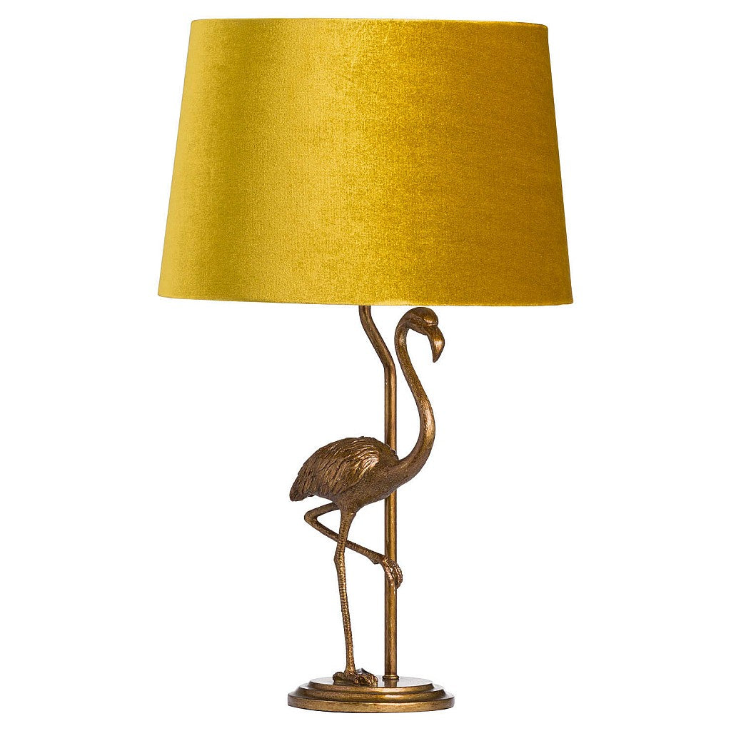 Flamingo Table Lamp | Mustard Velvet Shade 