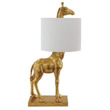 Load image into Gallery viewer, Gold Giraffe Table Lamp | White Shade