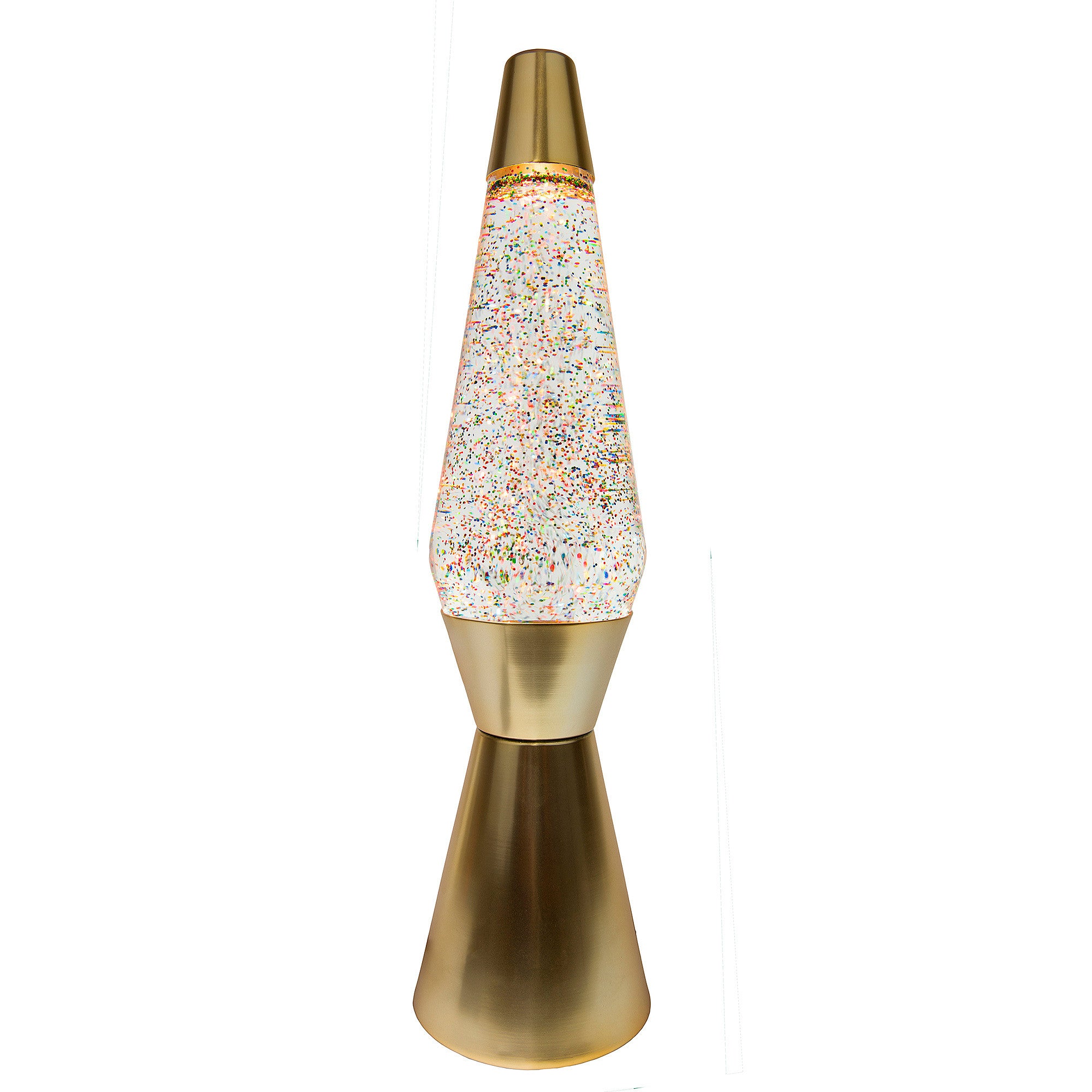 Gold Lava Lamp with Multicoloured Glitter 