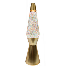 Load image into Gallery viewer, Gold Lava Lamp with Multicoloured Glitter 