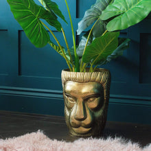 Load image into Gallery viewer, Gold Lion Head Planter