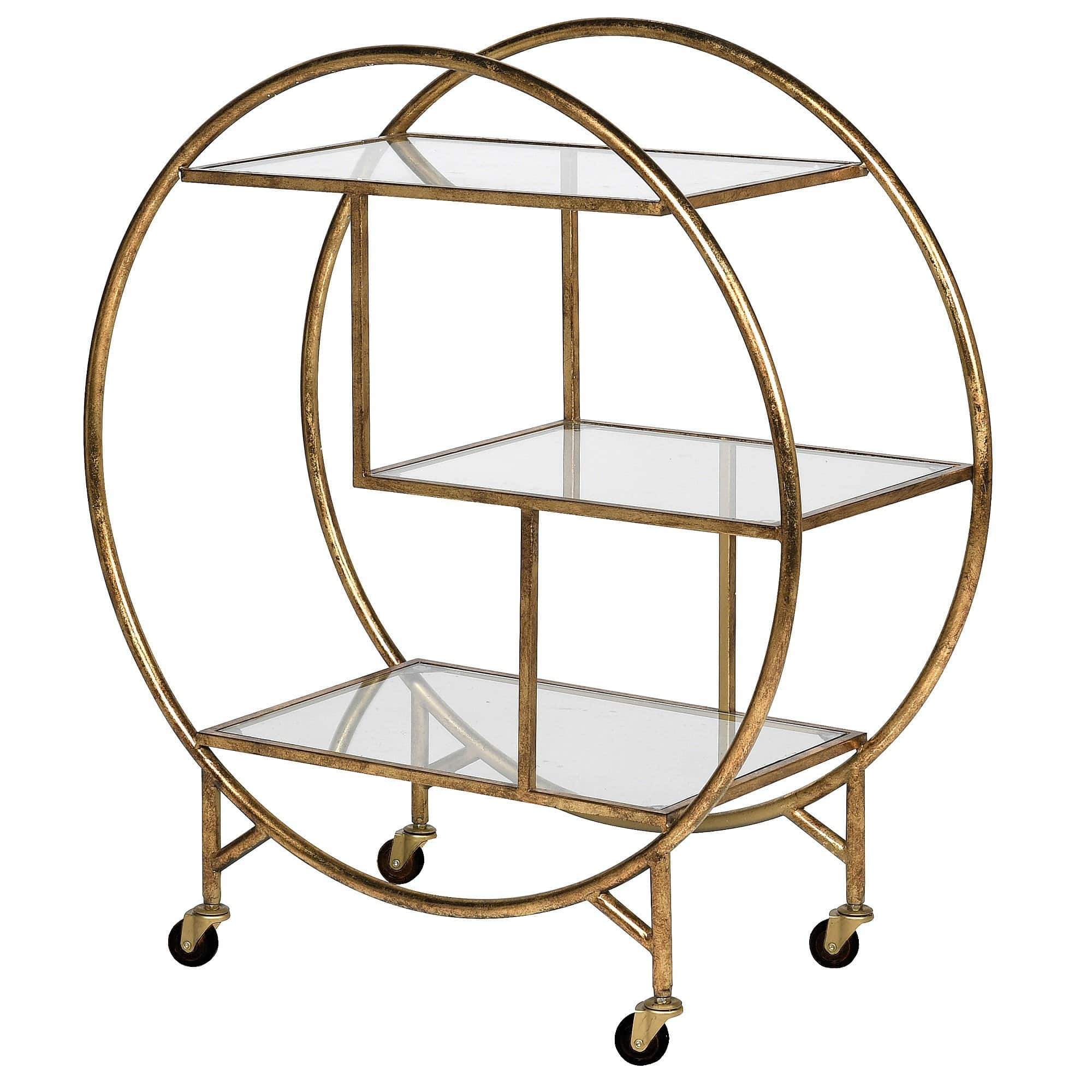 Gold Luxe Round Drinks Trolley
