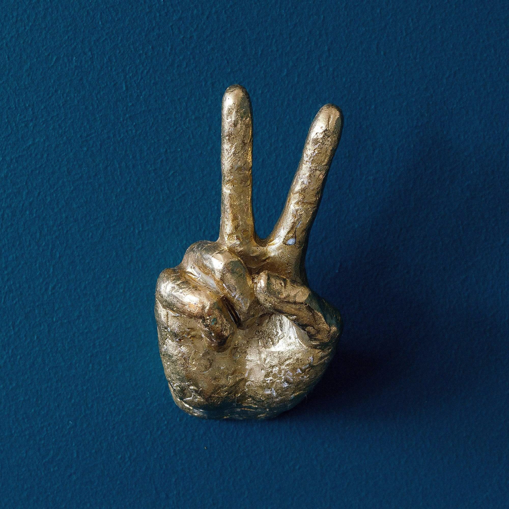 Gold Peace Hand Hook and Wall Decor