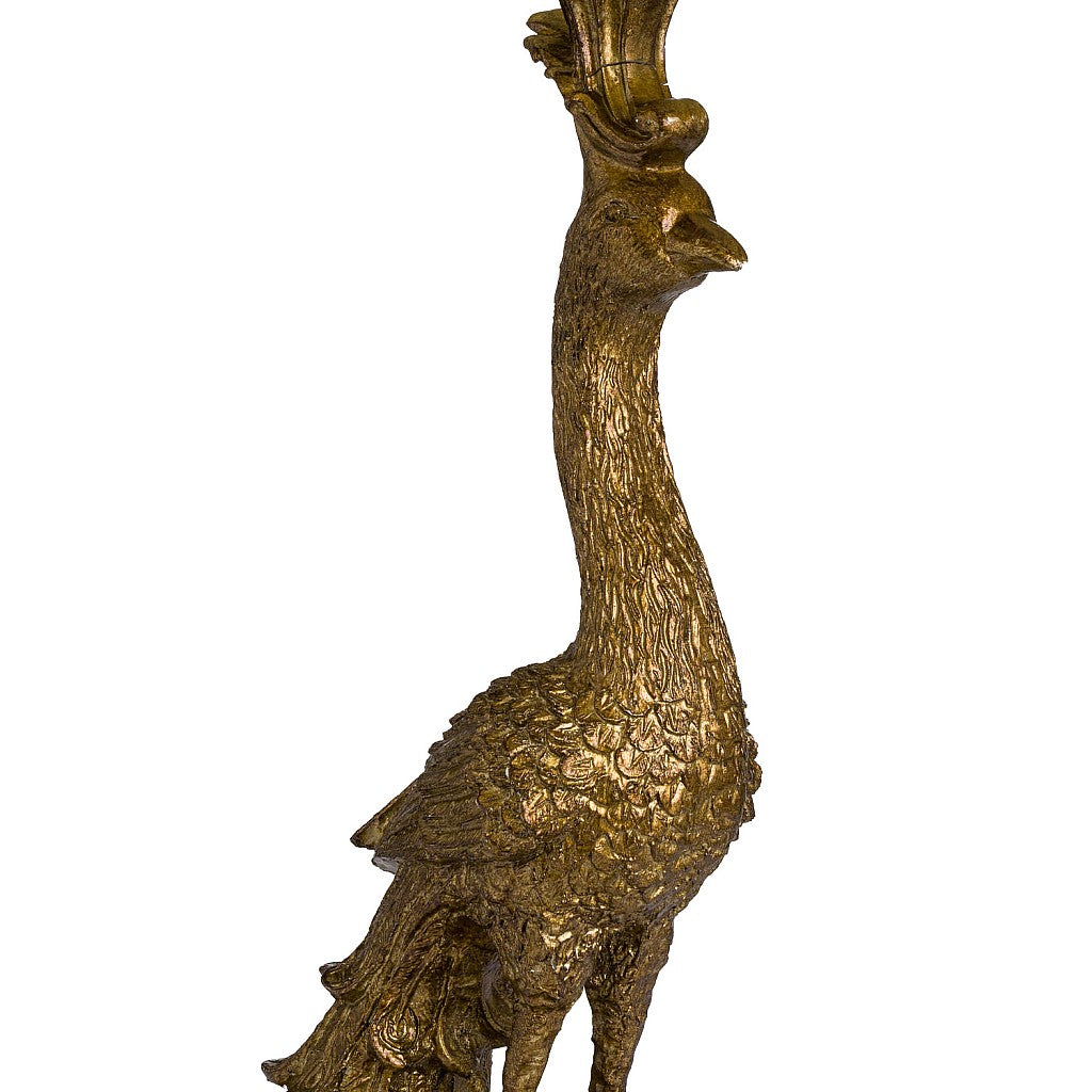 Gold Peacock Table Lamp | Teal Velvet Shade