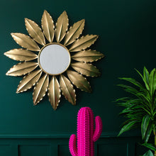 Load image into Gallery viewer, Gold Petal Round Statement Mirror