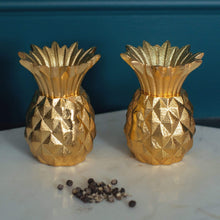 Load image into Gallery viewer, Gold Pineapple Salt &amp; Pepper Shakers
