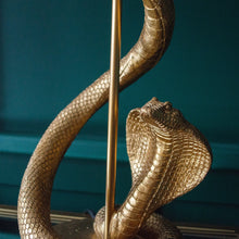 Load image into Gallery viewer, Gold Slithering Snake Table Lamp | Black Shade