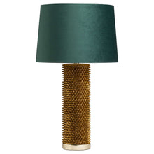 Load image into Gallery viewer, Gold Spikey Table Lamp | Emerald Velvet Shade 