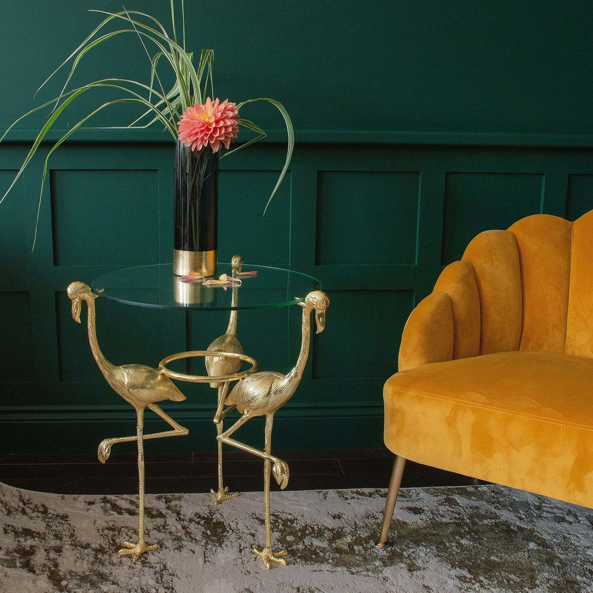 Gold Three Flamingos Occasional Table