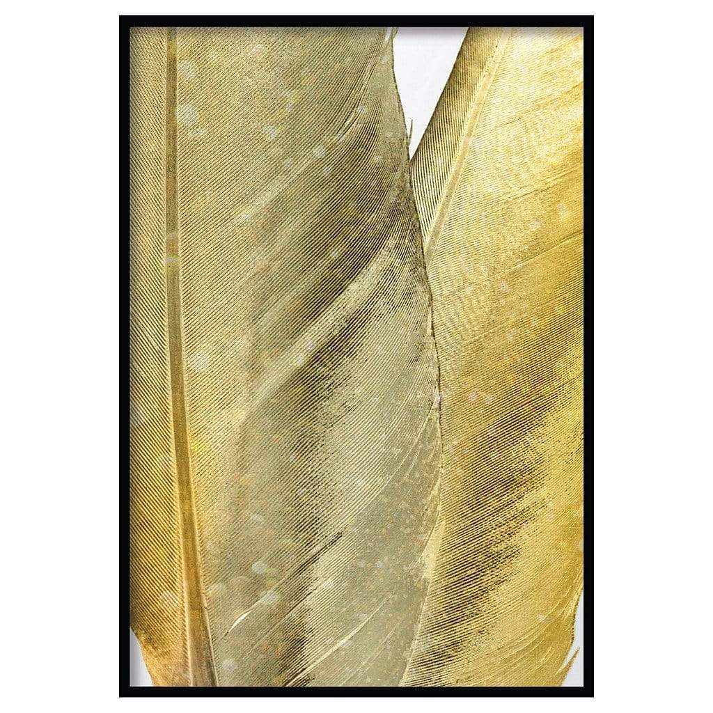 Golden Feathers Shimmering Print | Unframed