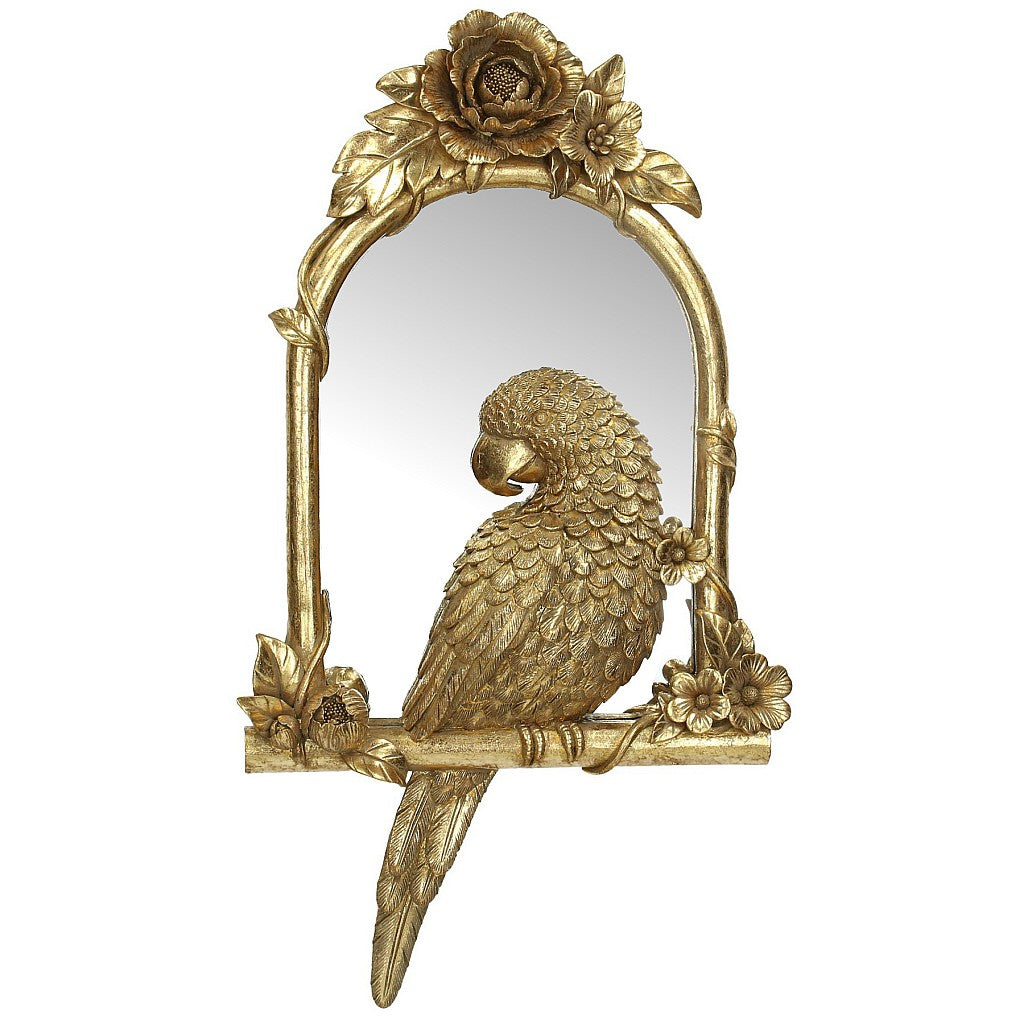 Golden Perching Parrot Mirror