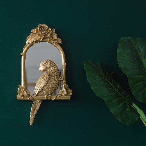 Golden Perching Parrot Mirror