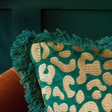 Load image into Gallery viewer, Green and Gold Leopard Print Cushion