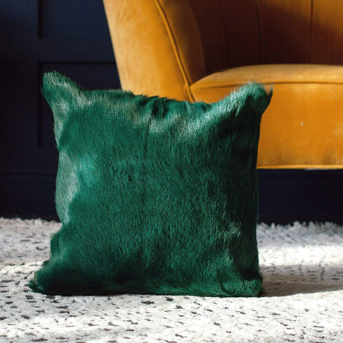 Green Goat Fur Cushion Cover