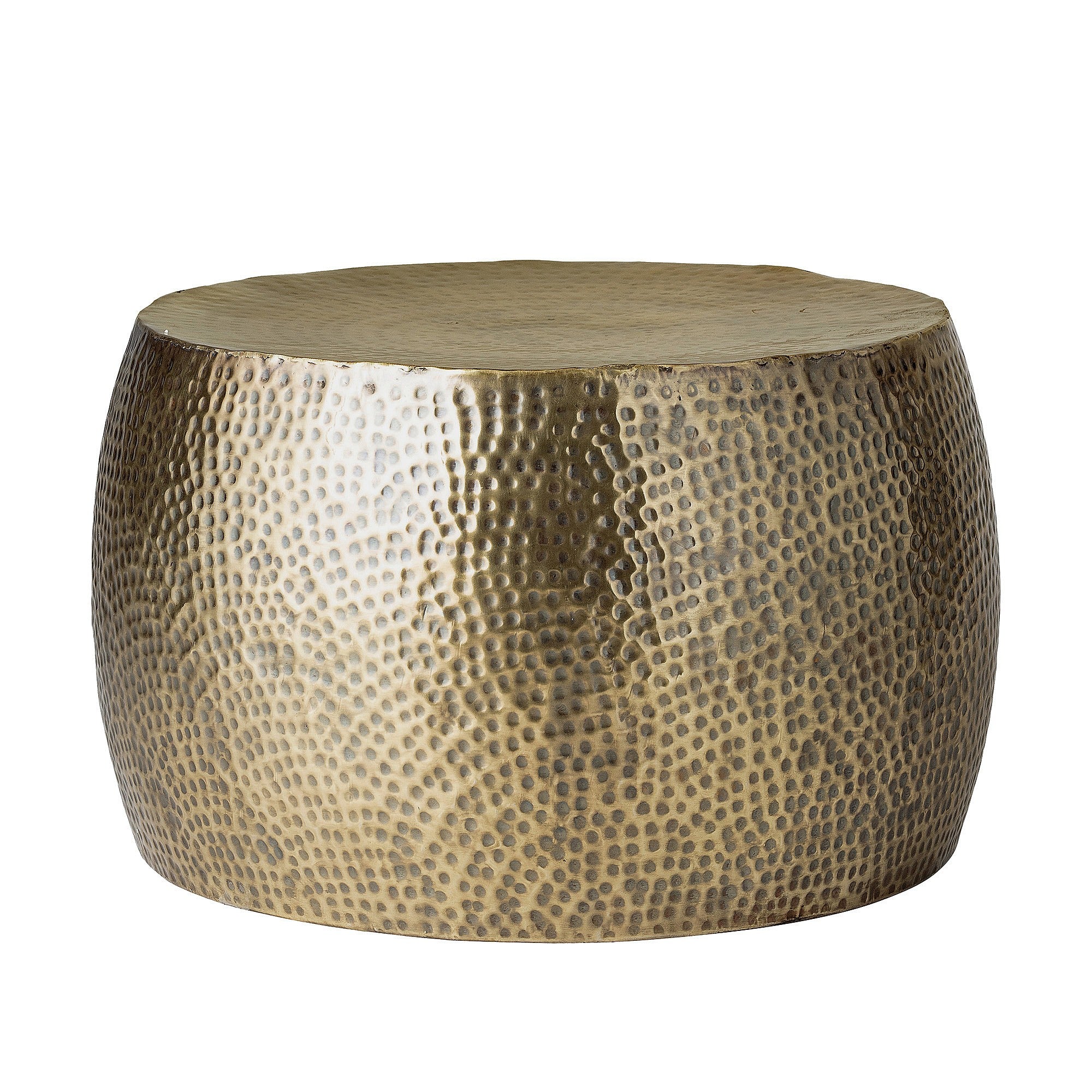 Hammered Brass Drum Coffee Table