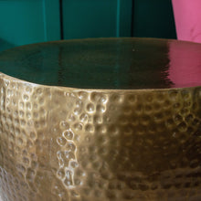 Load image into Gallery viewer, Hammered Brass Drum Coffee Table