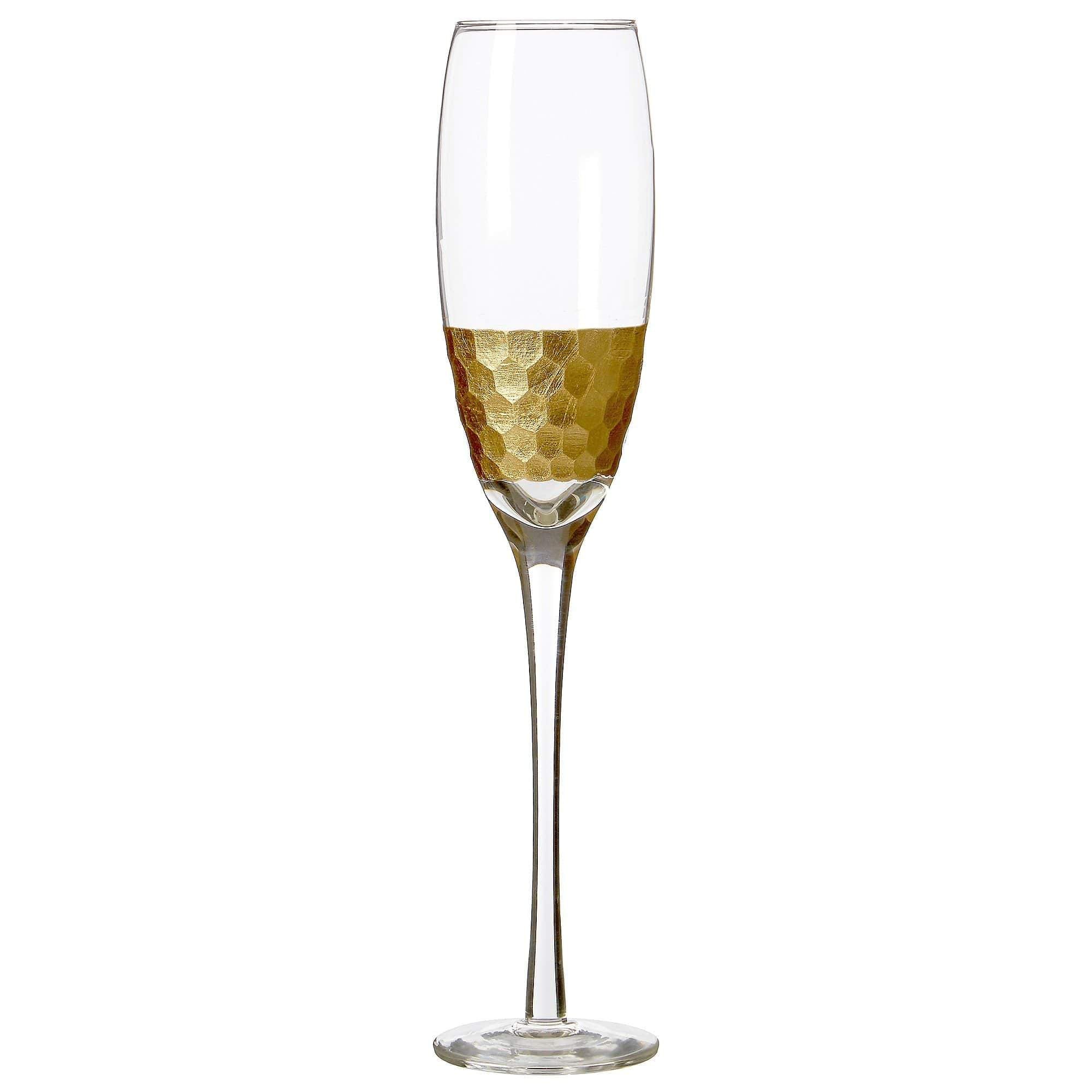 Hammered Gold Champagne Flutes | Set of 4