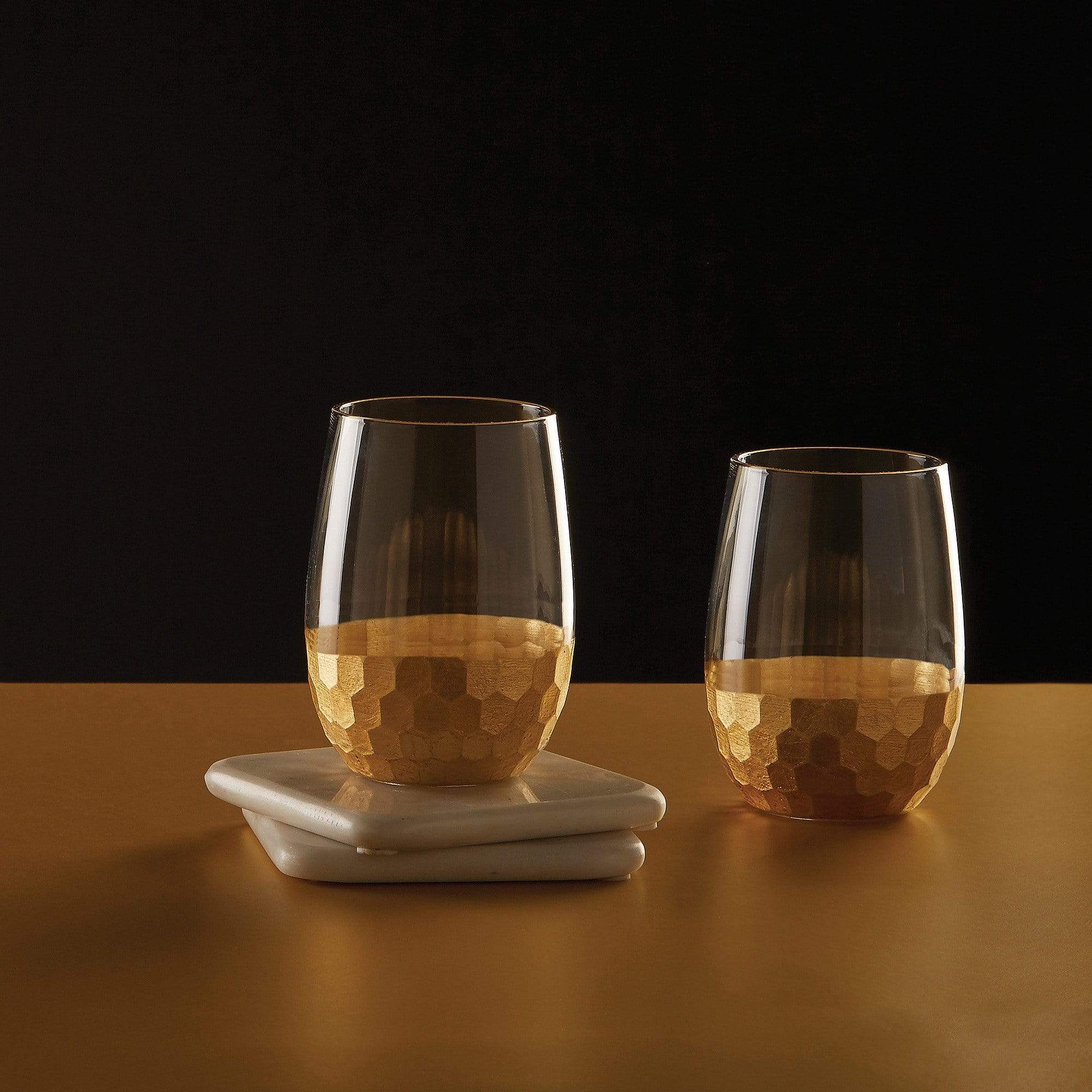 Hammered Gold Glass Tumblers | Set of 4