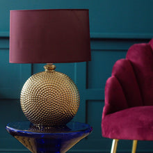 Load image into Gallery viewer, Hammered Gold Table Lamp with Burgundy Shade