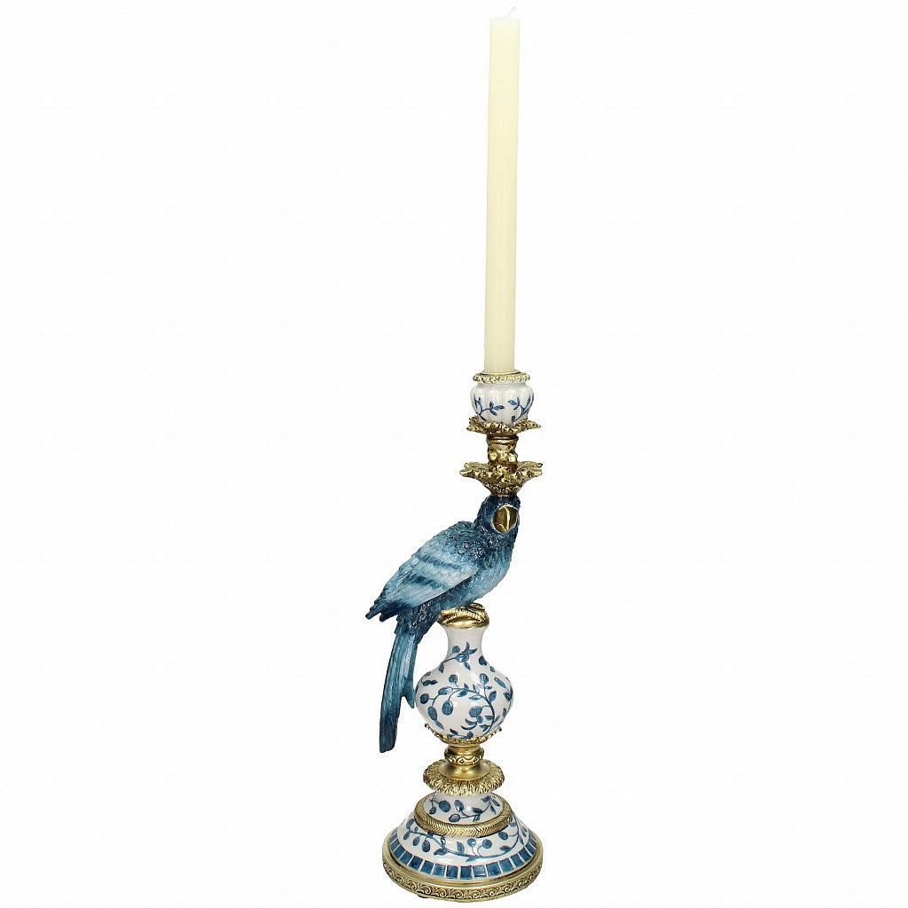 Hand Painted Blue and White Antique Style Candle Holder