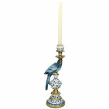 Load image into Gallery viewer, Hand Painted Blue and White Antique Style Candle Holder