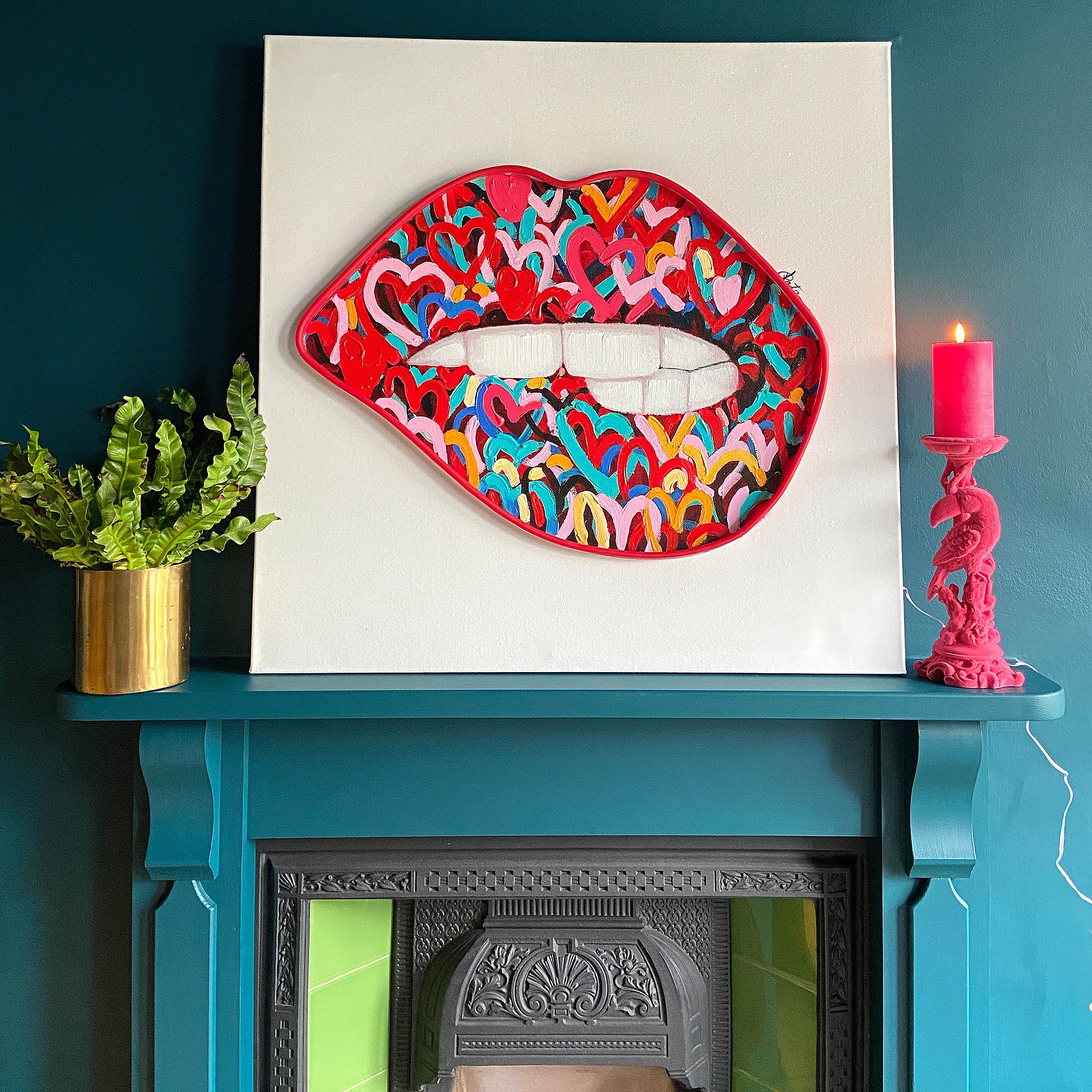 Hand Painted Lips LED Neon Canvas